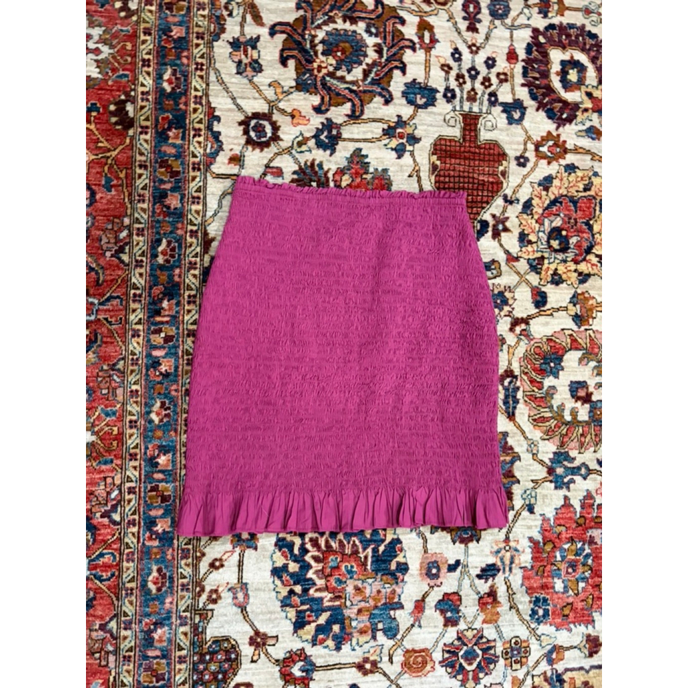 Anthropologie Smocked Tube Skirt Pink Stretch Midi Skirt Womens M Boho